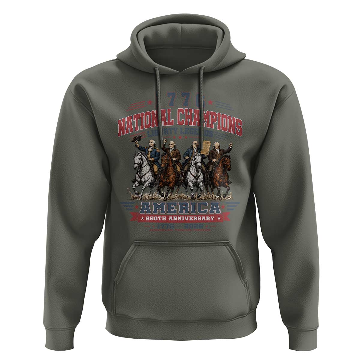 1776 National Champions Liberty Legends Vintage Hoodie Horseback Founding Fathers America 250th Anniversary