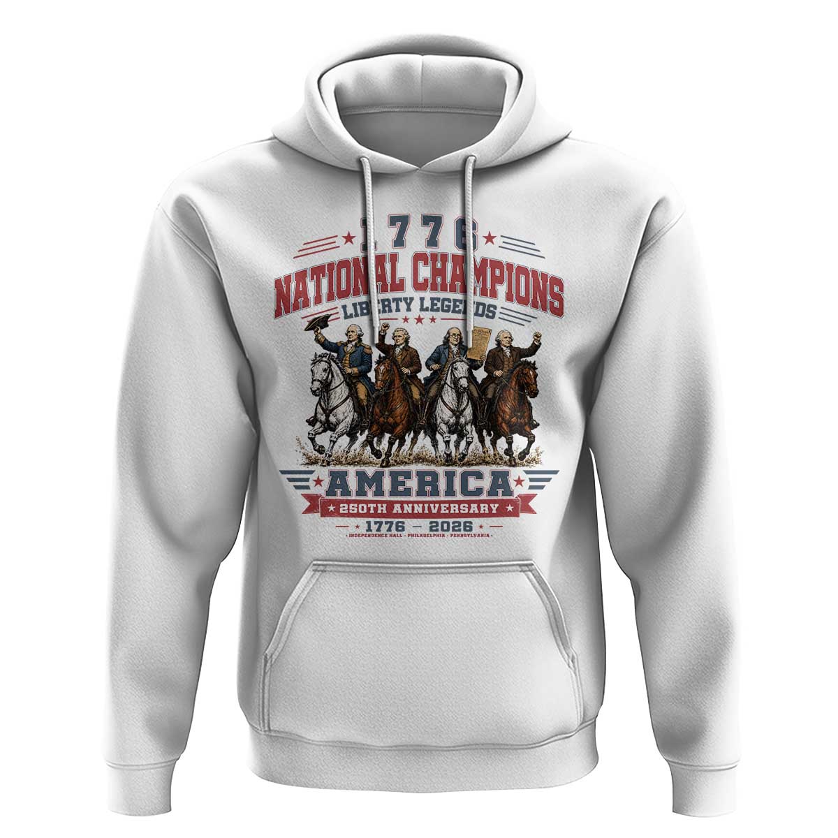 1776 National Champions Liberty Legends Vintage Hoodie Horseback Founding Fathers America 250th Anniversary