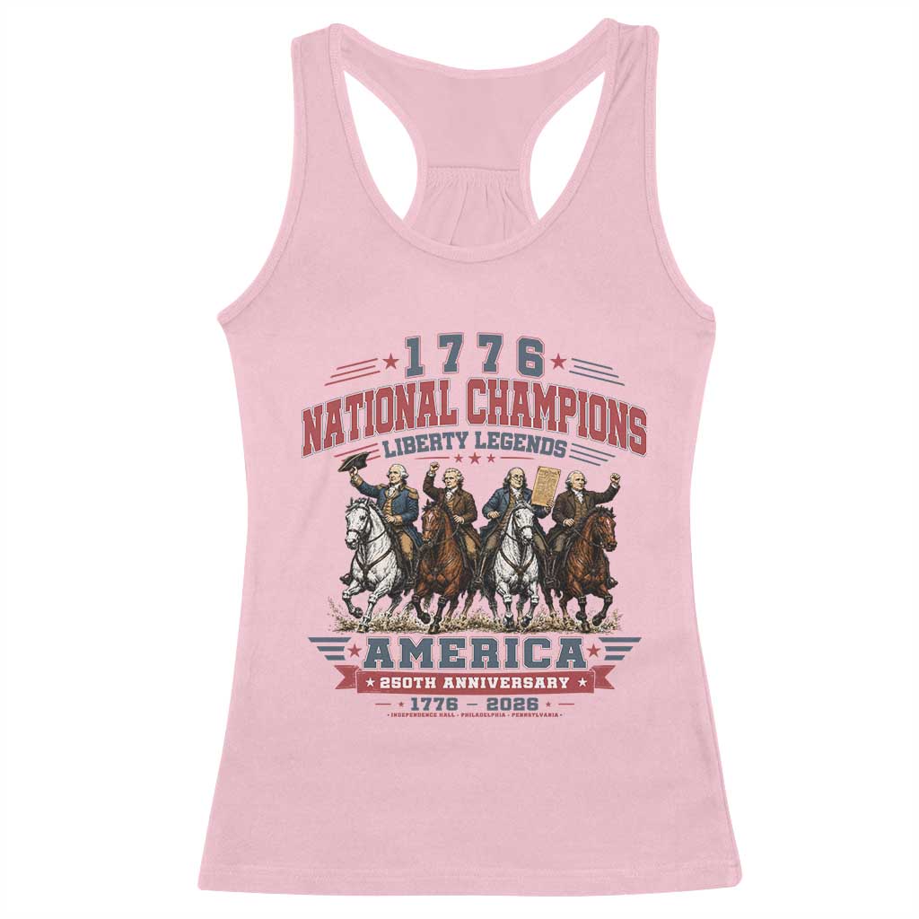 1776 National Champions Liberty Legends Vintage Racerback Tank Top Horseback Founding Fathers America 250th Anniversary