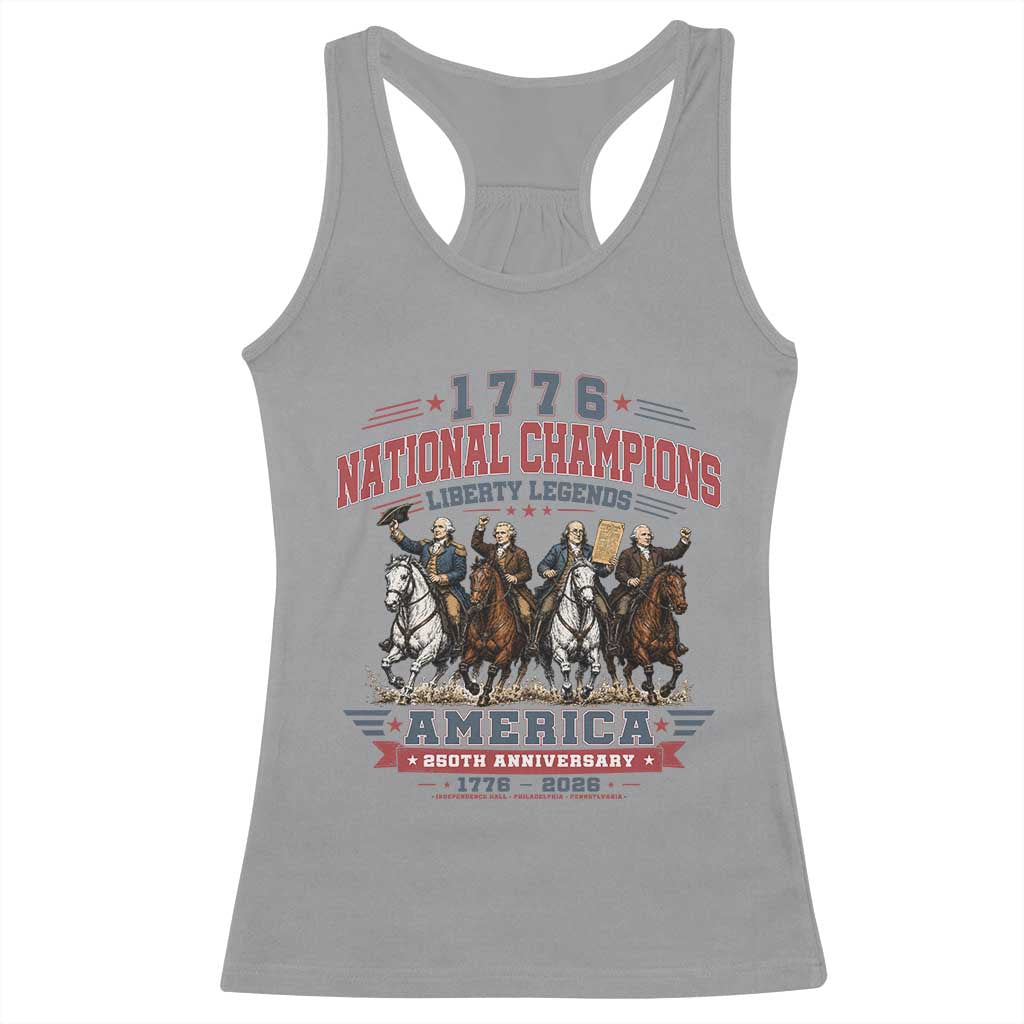 1776 National Champions Liberty Legends Vintage Racerback Tank Top Horseback Founding Fathers America 250th Anniversary