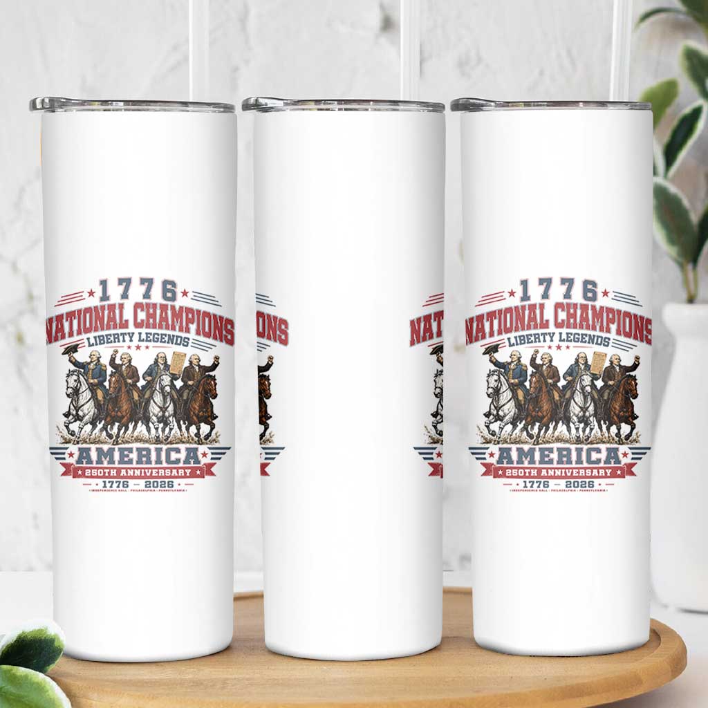 1776 National Champions Liberty Legends Vintage Skinny Tumbler Horseback Founding Fathers America 250th Anniversary