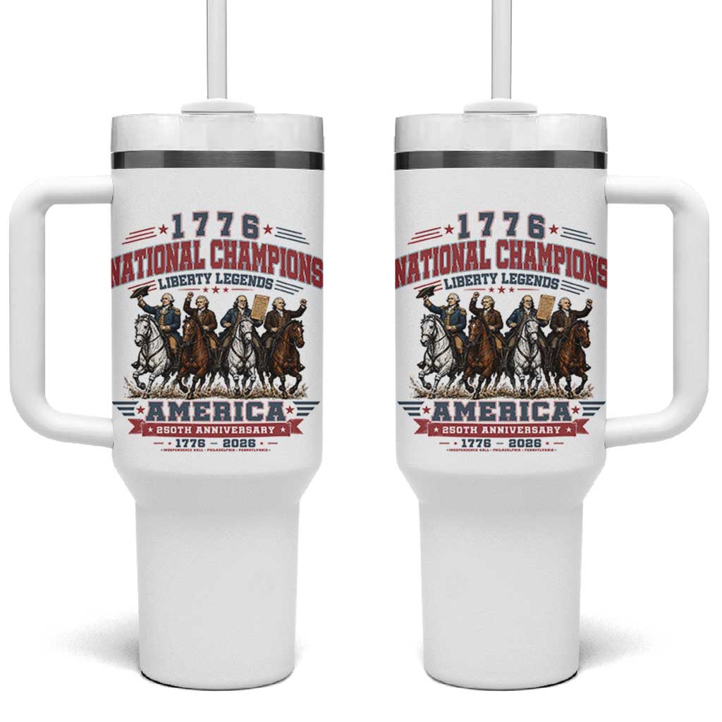 1776 National Champions Liberty Legends Vintage Tumbler With Handle Horseback Founding Fathers America 250th Anniversary