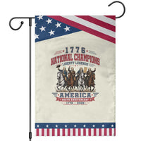 1776 National Champions Liberty Legends Vintage Patriotic Garden Flag Horseback Founding Fathers America 250th Anniversary