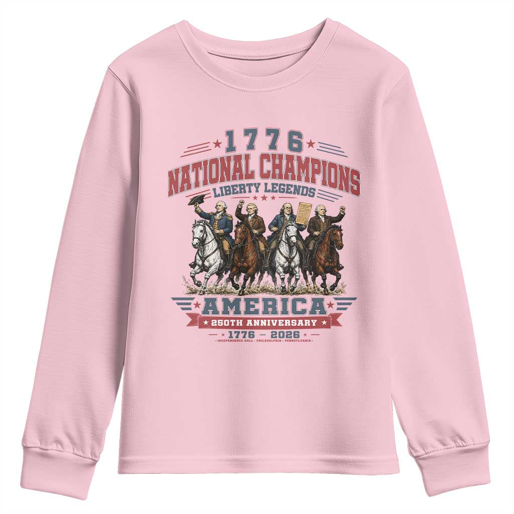1776 National Champions Liberty Legends Vintage Youth Sweatshirt Horseback Founding Fathers America 250th Anniversary