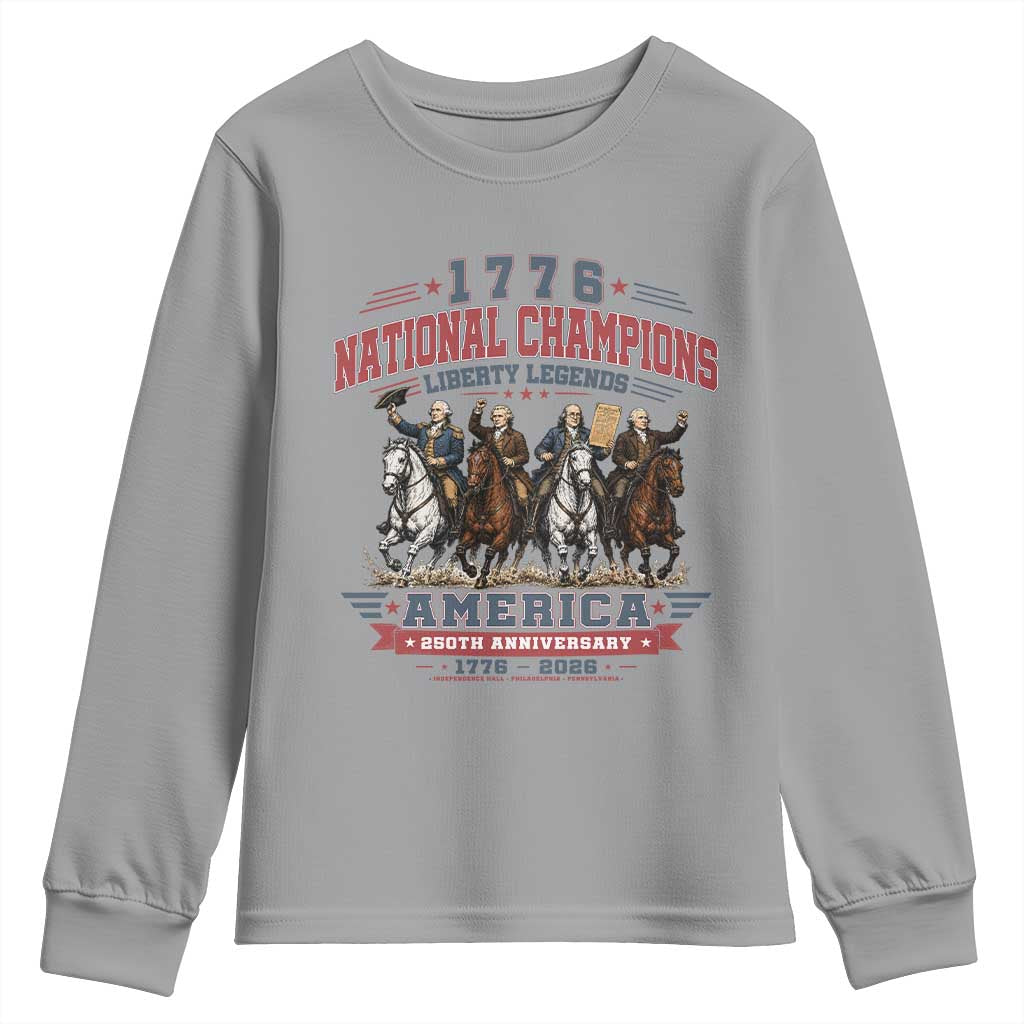1776 National Champions Liberty Legends Vintage Youth Sweatshirt Horseback Founding Fathers America 250th Anniversary