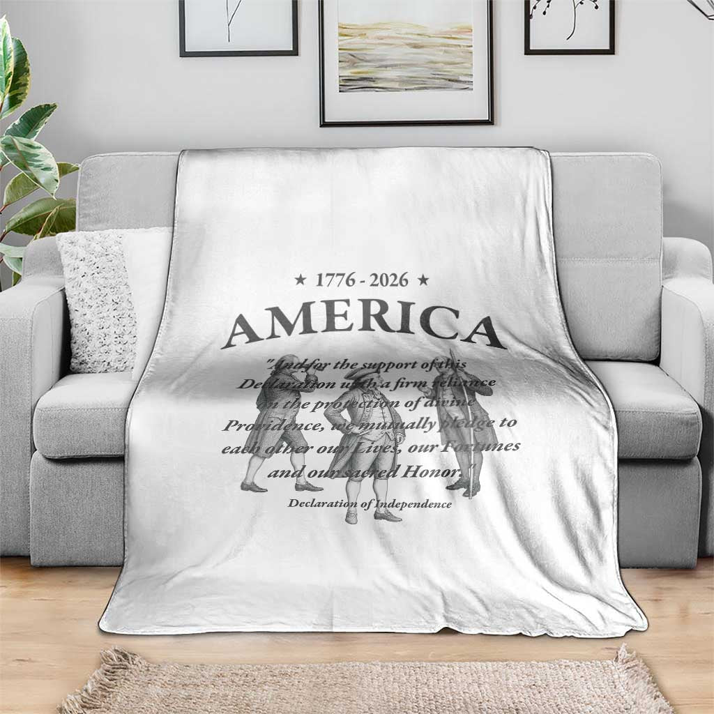Declaration of Independence Sacred Honor Quote Graphic Throw Blanket Vintage 1776 to 2026 America Patriotic History