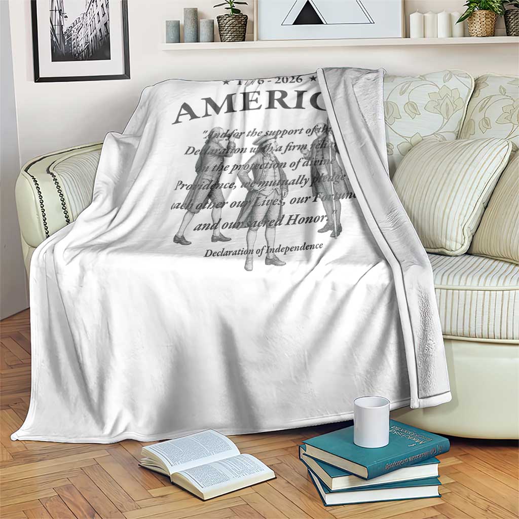 Declaration of Independence Sacred Honor Quote Graphic Throw Blanket Vintage 1776 to 2026 America Patriotic History