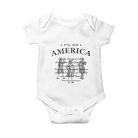 Declaration of Independence Sacred Honor Quote Graphic Baby Onesie Vintage 1776 to 2026 America Patriotic History