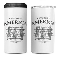 Declaration of Independence Sacred Honor Quote Graphic 4 in 1 Can Cooler Tumbler Vintage 1776 to 2026 America Patriotic History