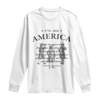 Declaration of Independence Sacred Honor Quote Graphic Long Sleeve Shirt Vintage 1776 to 2026 America Patriotic History