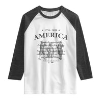Declaration of Independence Sacred Honor Quote Graphic Raglan Shirt Vintage 1776 to 2026 America Patriotic History