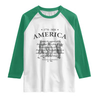 Declaration of Independence Sacred Honor Quote Graphic Raglan Shirt Vintage 1776 to 2026 America Patriotic History