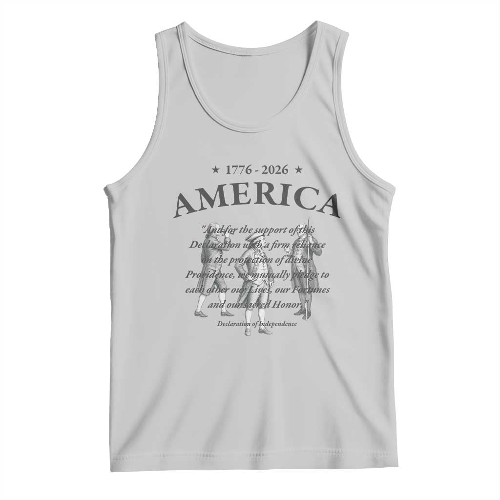 Declaration of Independence Sacred Honor Quote Graphic Tank Top Vintage 1776 to 2026 America Patriotic History