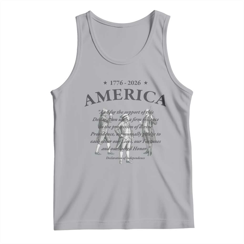 Declaration of Independence Sacred Honor Quote Graphic Tank Top Vintage 1776 to 2026 America Patriotic History