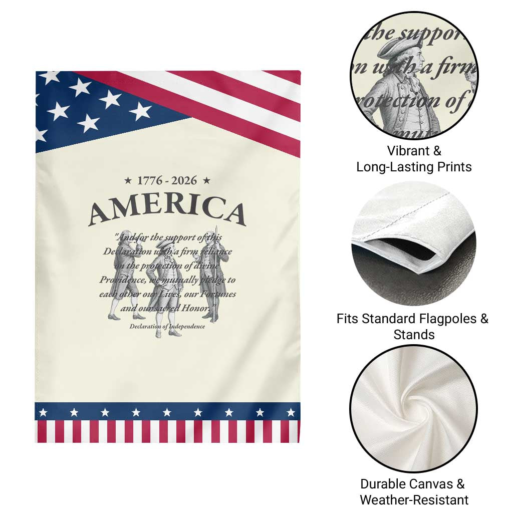 Declaration of Independence Sacred Honor Quote Graphic Patriotic Garden Flag Vintage 1776 to 2026 America History