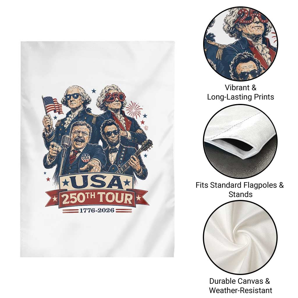 USA 250th Tour 2026 Founding Fathers Rock Concert Garden Flag Funny Mount Rushmore Rock Stars Semiquincentennial