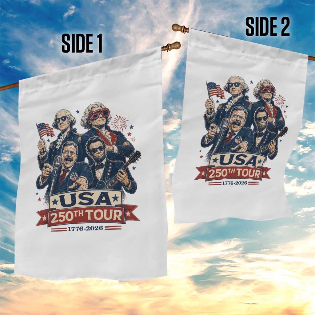 USA 250th Tour 2026 Founding Fathers Rock Concert Garden Flag Funny Mount Rushmore Rock Stars Semiquincentennial