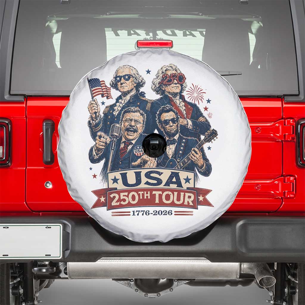 USA 250th Tour 2026 Founding Fathers Rock Concert Spare Tire Cover Funny Mount Rushmore Rock Stars Semiquincentennial
