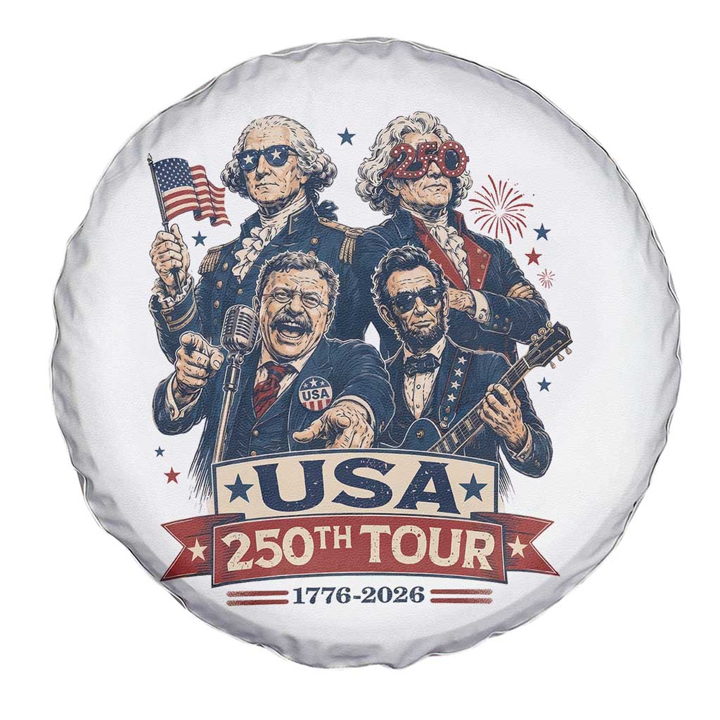 USA 250th Tour 2026 Founding Fathers Rock Concert Spare Tire Cover Funny Mount Rushmore Rock Stars Semiquincentennial