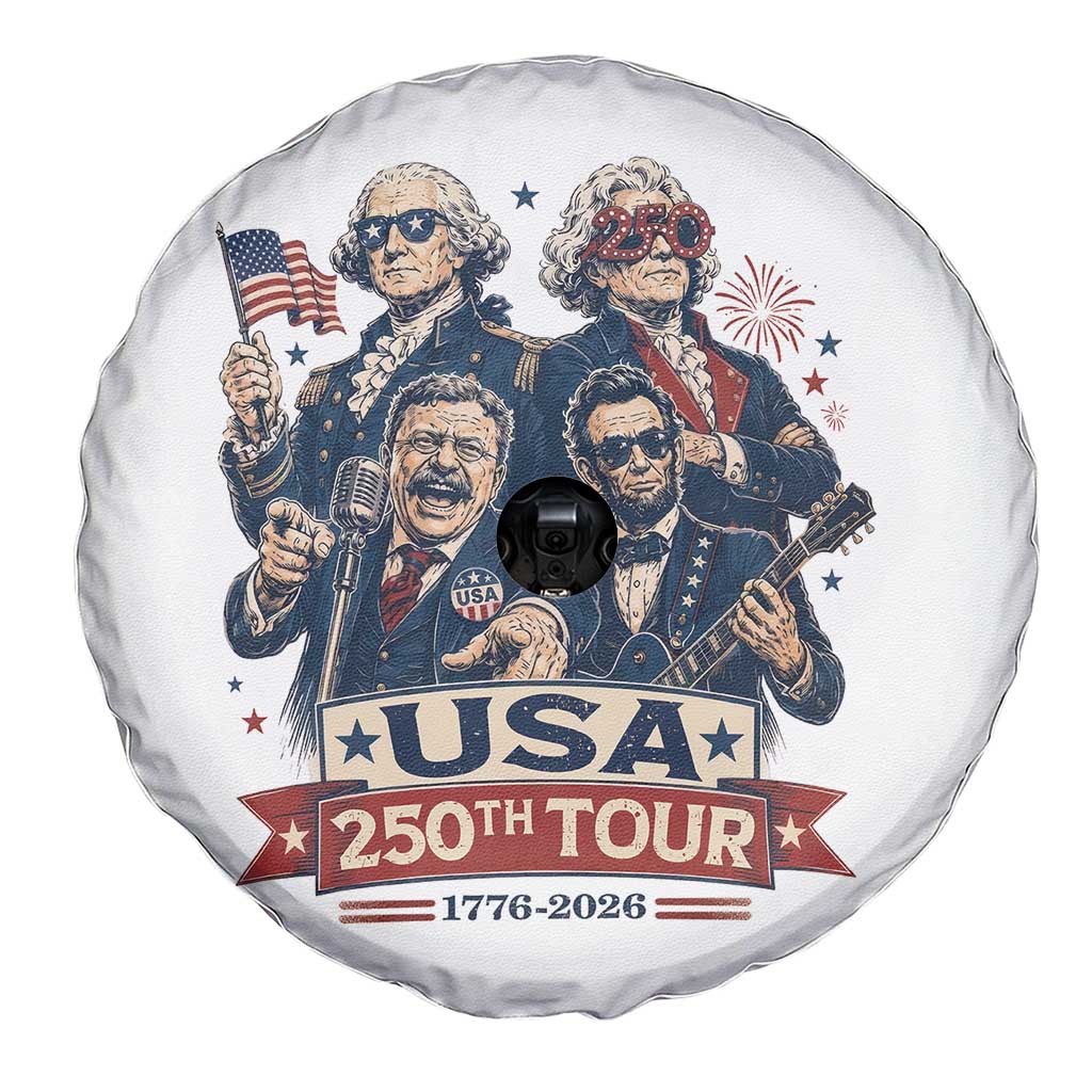 USA 250th Tour 2026 Founding Fathers Rock Concert Spare Tire Cover Funny Mount Rushmore Rock Stars Semiquincentennial