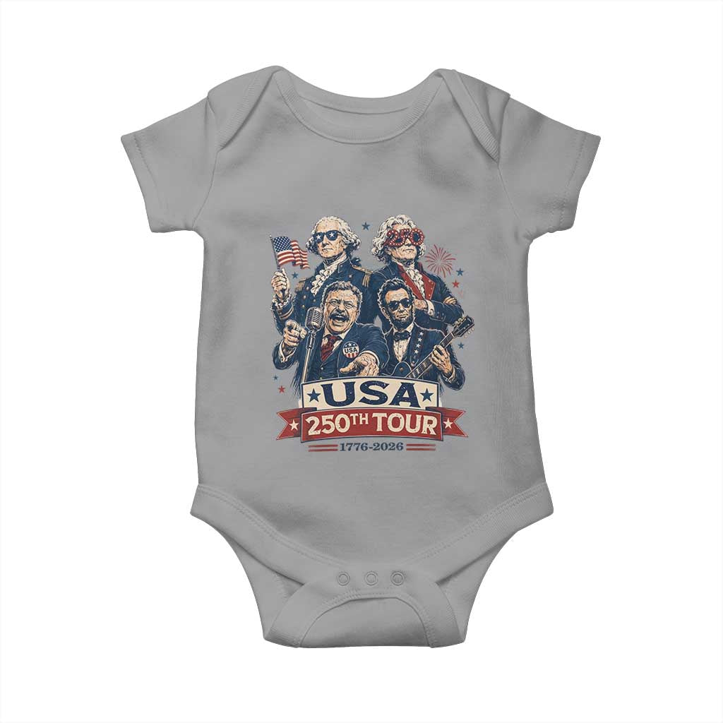 USA 250th Tour 2026 Founding Fathers Rock Concert Baby Onesie Funny Mount Rushmore Rock Stars Semiquincentennial