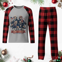 USA 250th Tour 2026 Founding Fathers Rock Concert Plaid Pajama Set Funny Mount Rushmore Rock Stars Semiquincentennial