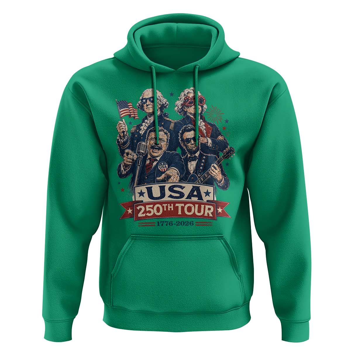 USA 250th Tour 2026 Founding Fathers Rock Concert Hoodie Funny Mount Rushmore Rock Stars Semiquincentennial