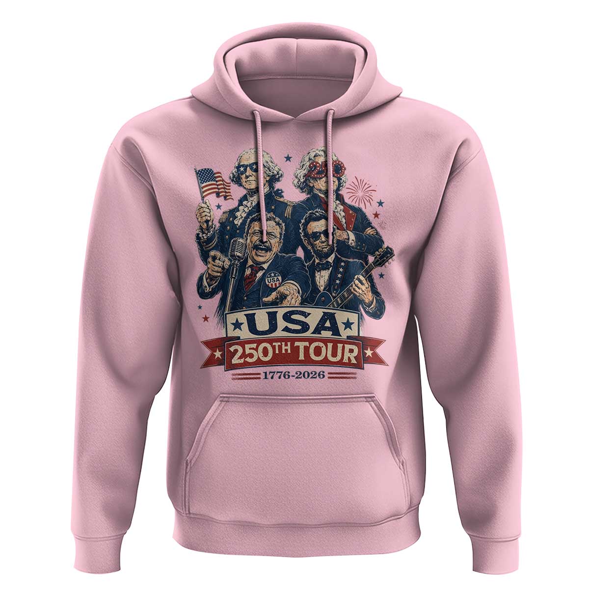 USA 250th Tour 2026 Founding Fathers Rock Concert Hoodie Funny Mount Rushmore Rock Stars Semiquincentennial