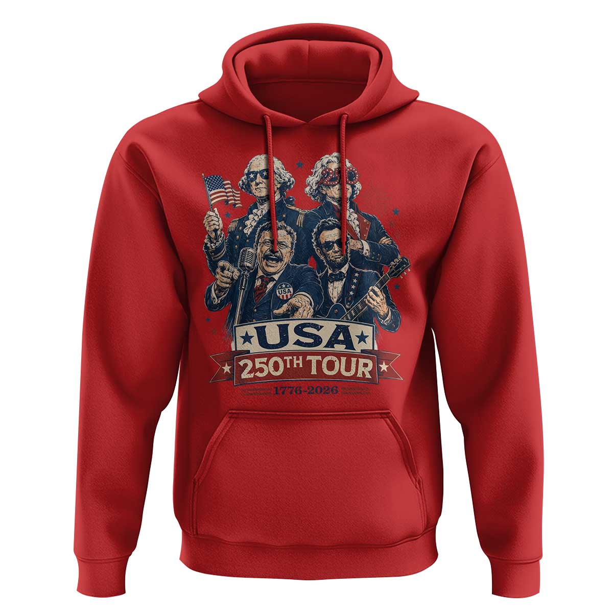 USA 250th Tour 2026 Founding Fathers Rock Concert Hoodie Funny Mount Rushmore Rock Stars Semiquincentennial