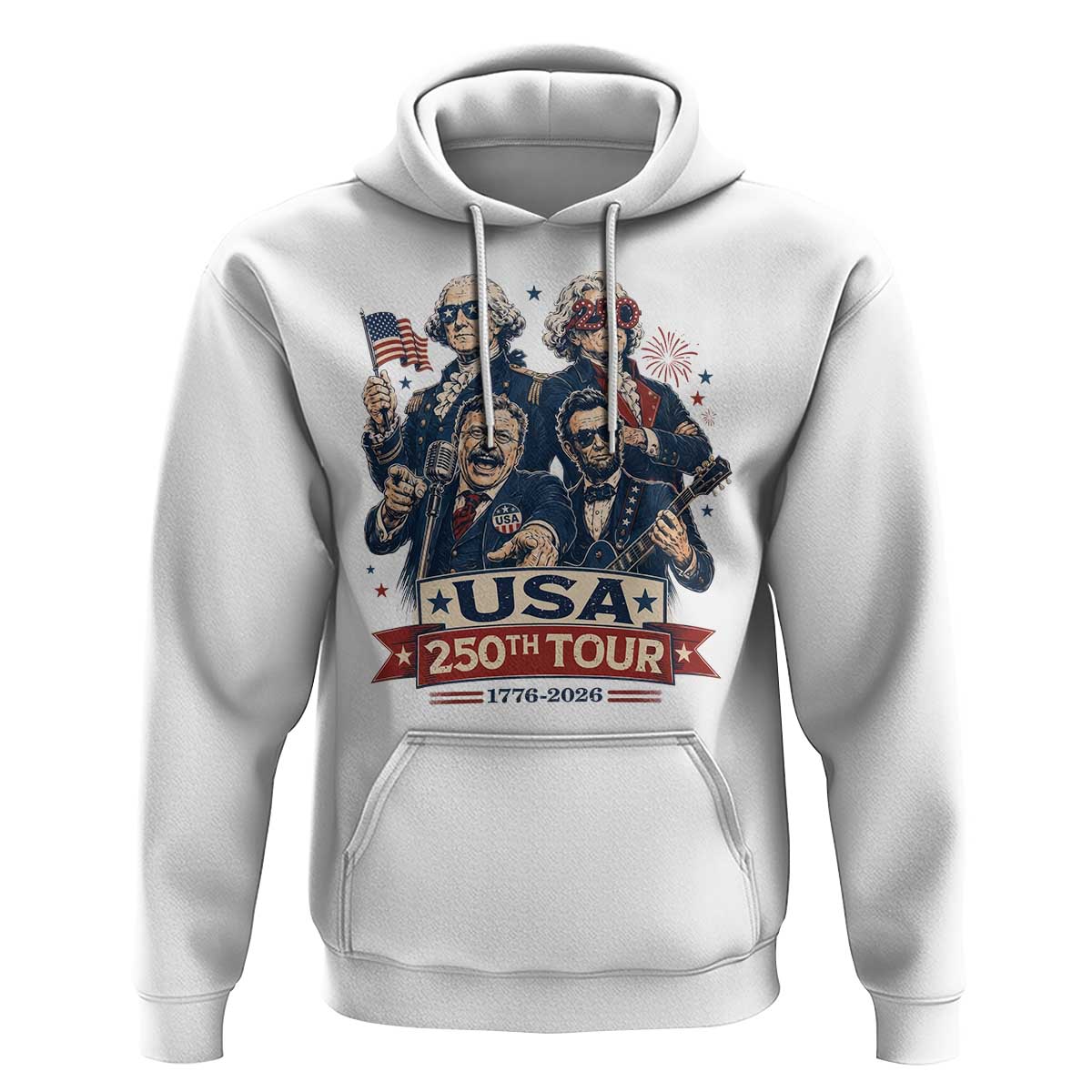 USA 250th Tour 2026 Founding Fathers Rock Concert Hoodie Funny Mount Rushmore Rock Stars Semiquincentennial