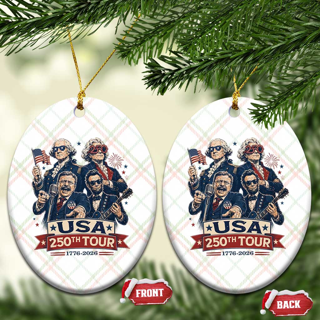 USA 250th Tour 2026 Founding Fathers Rock Concert Ceramic Ornament Funny Mount Rushmore Rock Stars Semiquincentennial