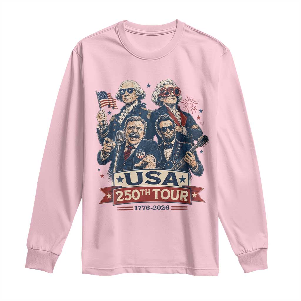 USA 250th Tour 2026 Founding Fathers Rock Concert Long Sleeve Shirt Funny Mount Rushmore Rock Stars Semiquincentennial