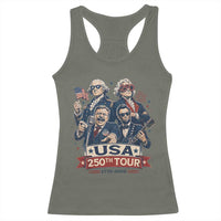 USA 250th Tour 2026 Founding Fathers Rock Concert Racerback Tank Top Funny Mount Rushmore Rock Stars Semiquincentennial