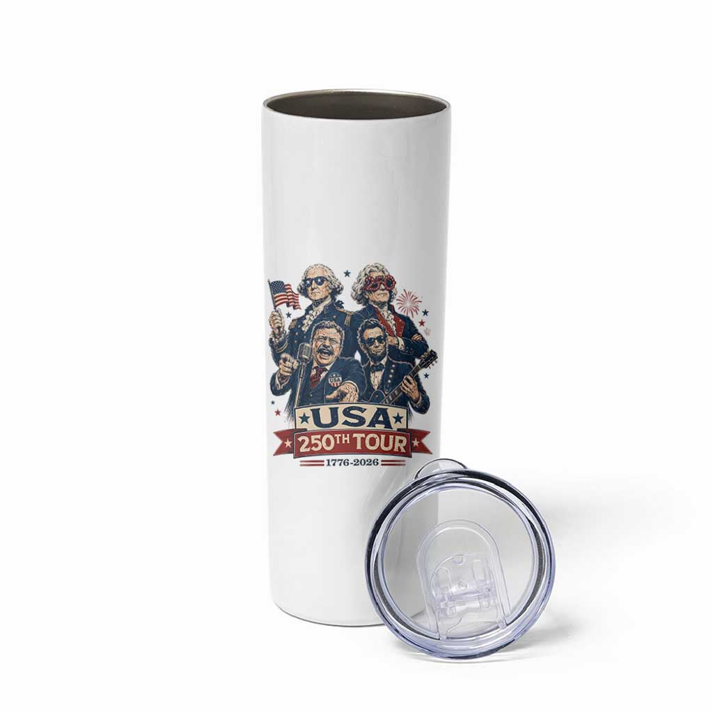 USA 250th Tour 2026 Founding Fathers Rock Concert Skinny Tumbler Funny Mount Rushmore Rock Stars Semiquincentennial