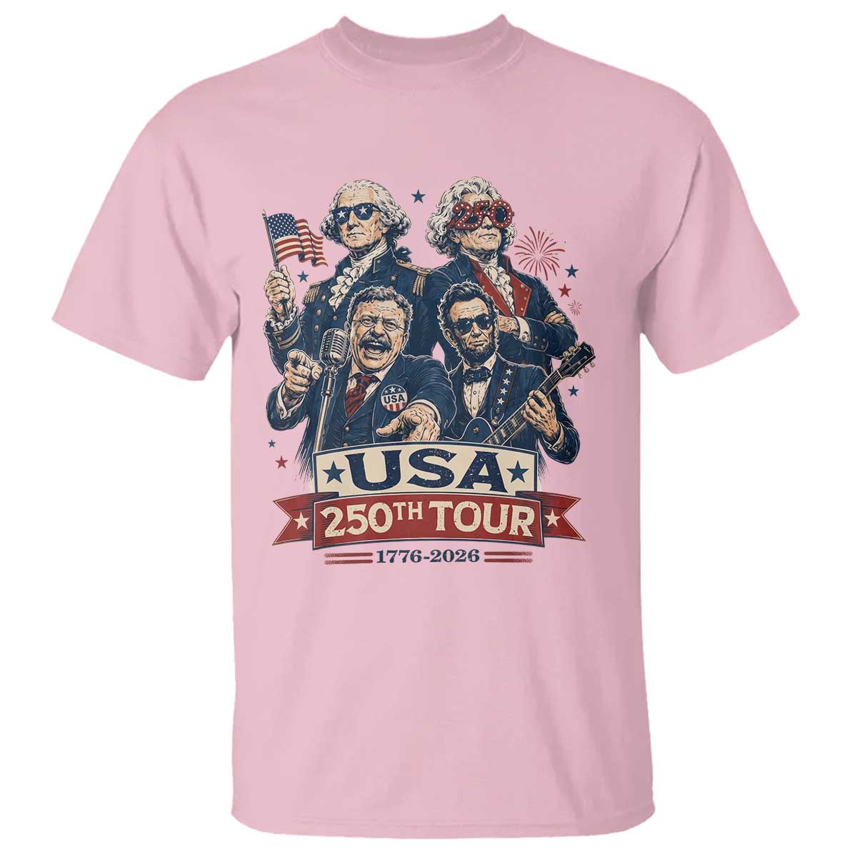 USA 250th Tour 2026 Founding Fathers Rock Concert T Shirt Funny Mount Rushmore Rock Stars Semiquincentennial