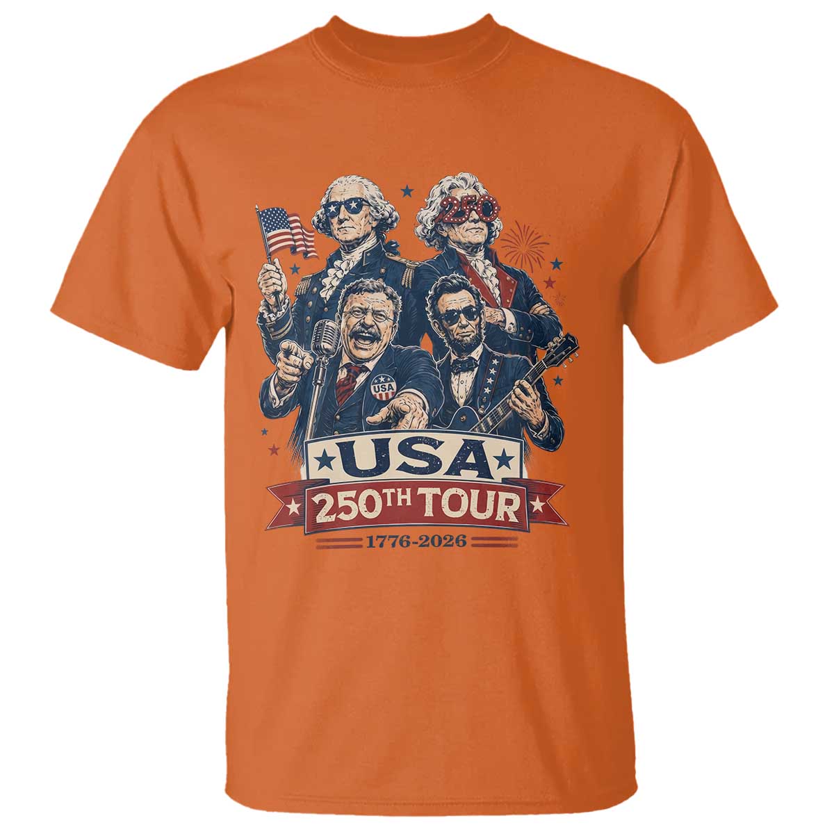 USA 250th Tour 2026 Founding Fathers Rock Concert T Shirt Funny Mount Rushmore Rock Stars Semiquincentennial