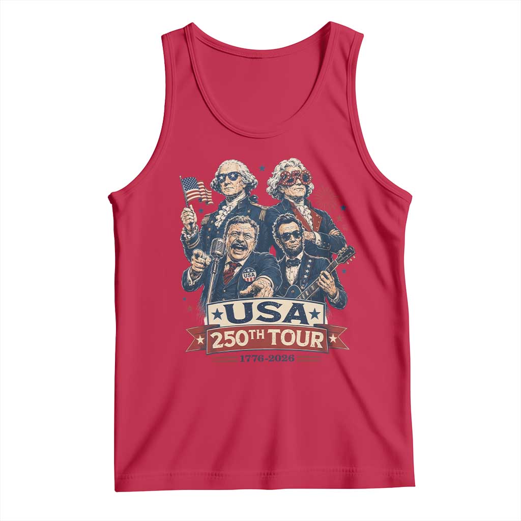 USA 250th Tour 2026 Founding Fathers Rock Concert Tank Top Funny Mount Rushmore Rock Stars Semiquincentennial