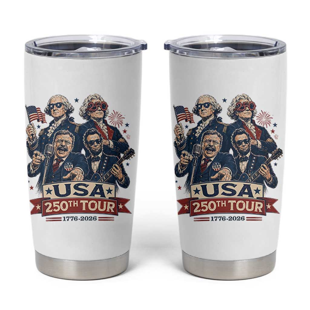 USA 250th Tour 2026 Founding Fathers Rock Concert Tumbler Cup Funny Mount Rushmore Rock Stars Semiquincentennial