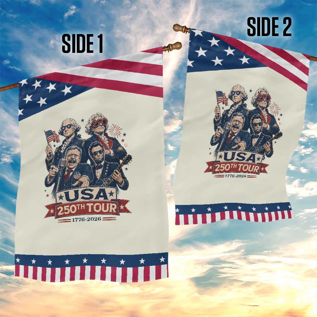 USA 250th Tour 2026 Founding Fathers Rock Concert Patriotic Garden Flag Funny Mount Rushmore Rock Stars Semiquincentennial