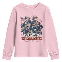 USA 250th Tour 2026 Founding Fathers Rock Concert Youth Sweatshirt Funny Mount Rushmore Rock Stars Semiquincentennial