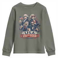 USA 250th Tour 2026 Founding Fathers Rock Concert Youth Sweatshirt Funny Mount Rushmore Rock Stars Semiquincentennial