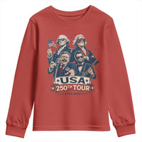 USA 250th Tour 2026 Founding Fathers Rock Concert Youth Sweatshirt Funny Mount Rushmore Rock Stars Semiquincentennial