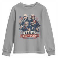 USA 250th Tour 2026 Founding Fathers Rock Concert Youth Sweatshirt Funny Mount Rushmore Rock Stars Semiquincentennial