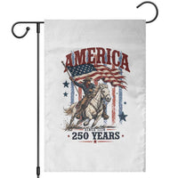 250 Years Since 1776 Cowboy on Horseback Garden Flag Vintage Patriotic Western Style American Flag Semiquincentennial