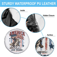 250 Years Since 1776 Cowboy on Horseback Spare Tire Cover Vintage Patriotic Western Style American Flag Semiquincentennial