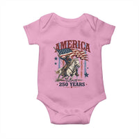 250 Years Since 1776 Cowboy on Horseback Baby Onesie Vintage Patriotic Western Style American Flag Semiquincentennial