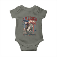 250 Years Since 1776 Cowboy on Horseback Baby Onesie Vintage Patriotic Western Style American Flag Semiquincentennial