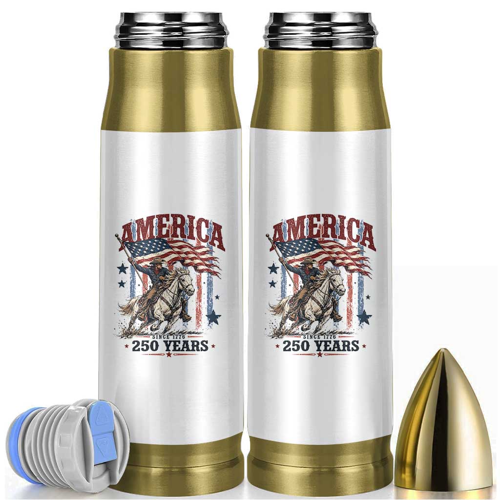 250 Years Since 1776 Cowboy on Horseback Bullet Tumbler Vintage Patriotic Western Style American Flag Semiquincentennial