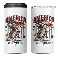 250 Years Since 1776 Cowboy on Horseback 4 in 1 Can Cooler Tumbler Vintage Patriotic Western Style American Flag Semiquincentennial