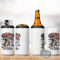 250 Years Since 1776 Cowboy on Horseback 4 in 1 Can Cooler Tumbler Vintage Patriotic Western Style American Flag Semiquincentennial